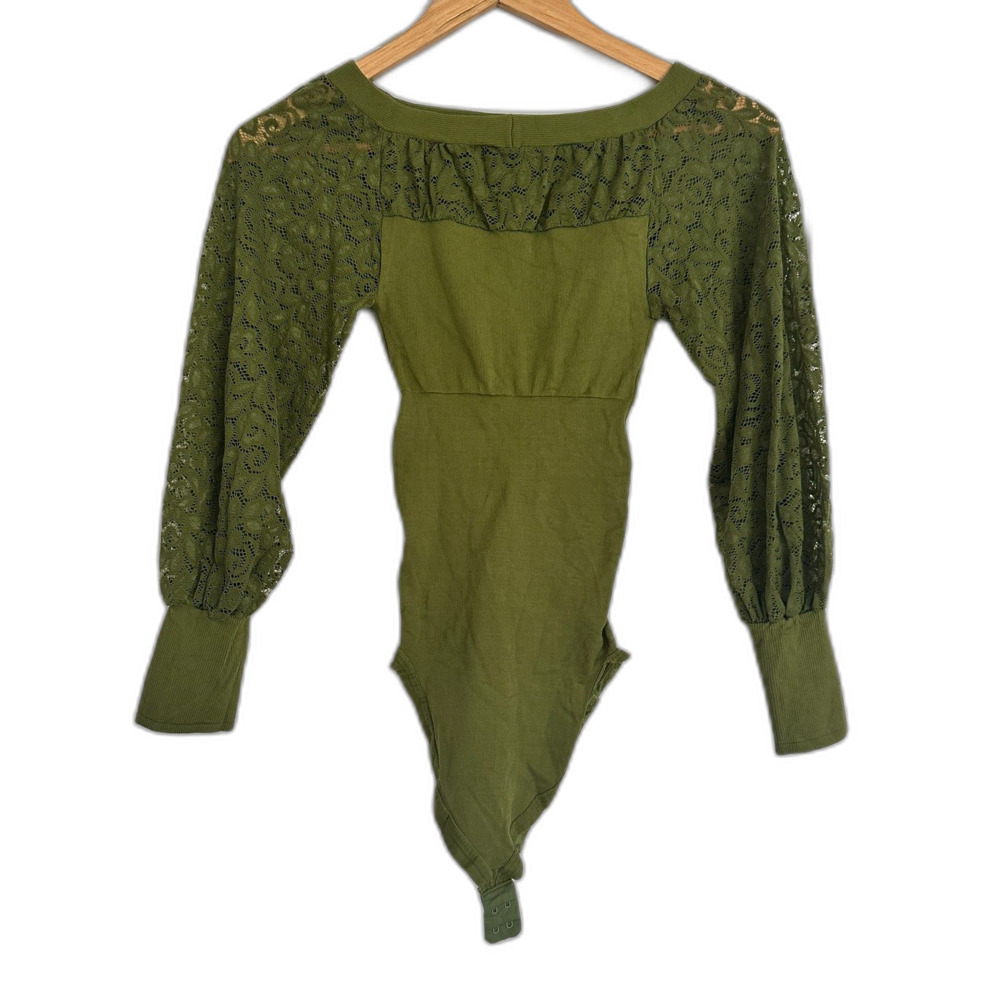 Colombian Bodysuit Shaper Size S/M Ritchi Green Lace Body control New